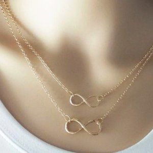 2/$20 Double Infinity Endless Love Gold Necklace